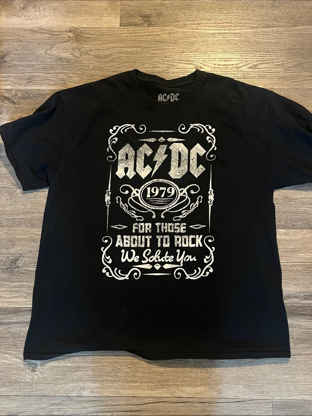 AC/DC Black Tee with White Vintage Logo